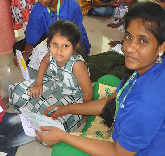 Smiley children society Volunteer helping poor kid