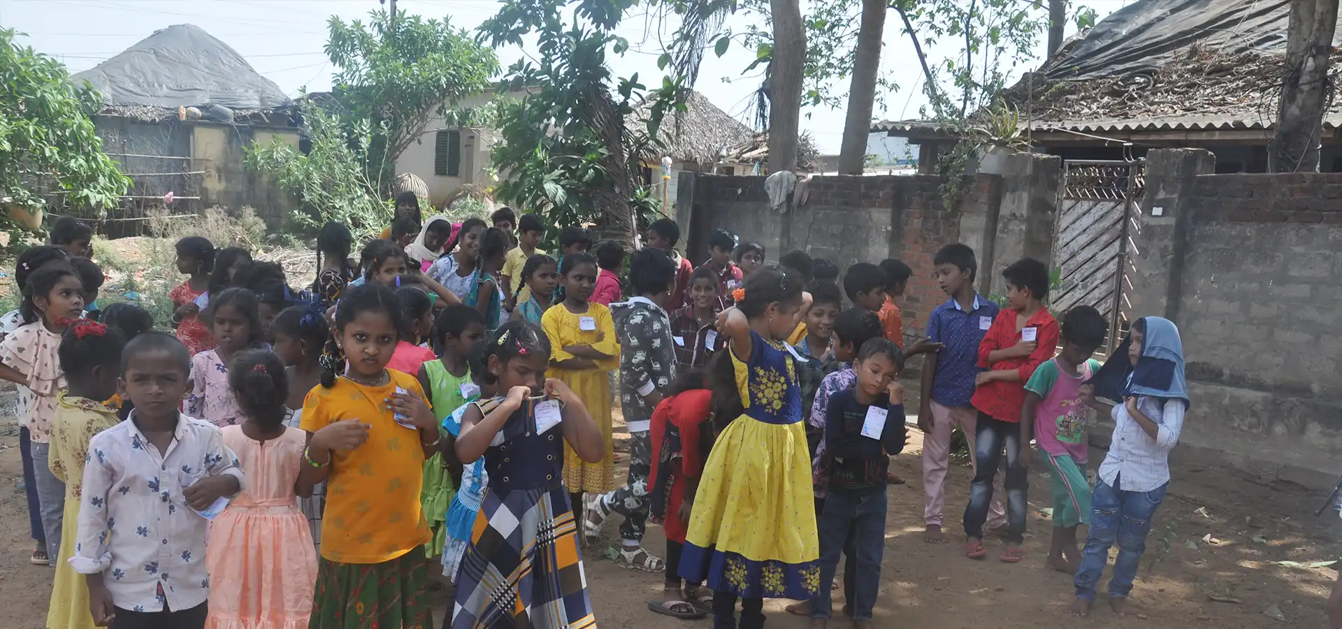 orphanage smiley children society group of children standing